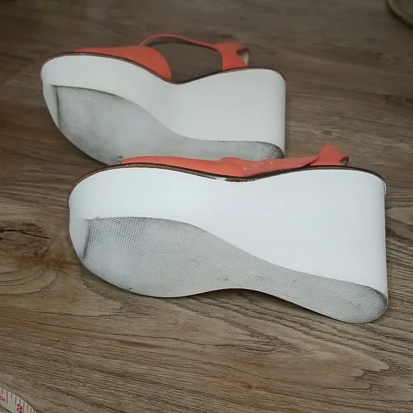 Topshop Womens Coral White Platform Wedge Heel Sandals - Picture 14 of 14